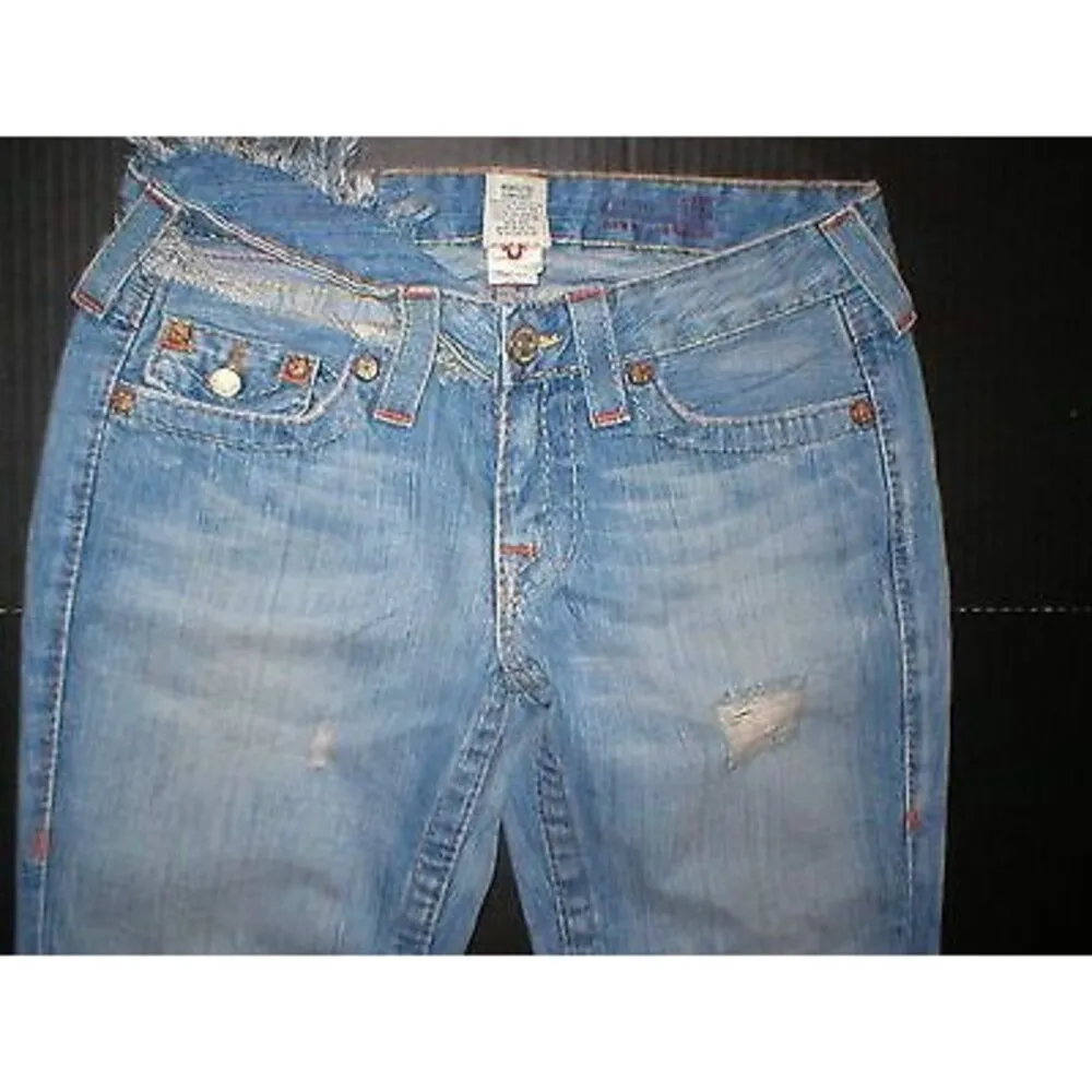 New Womens True Religion Joey Jeans 29 Distressed Ripped 100% Cotton USA Destroy - Image 2