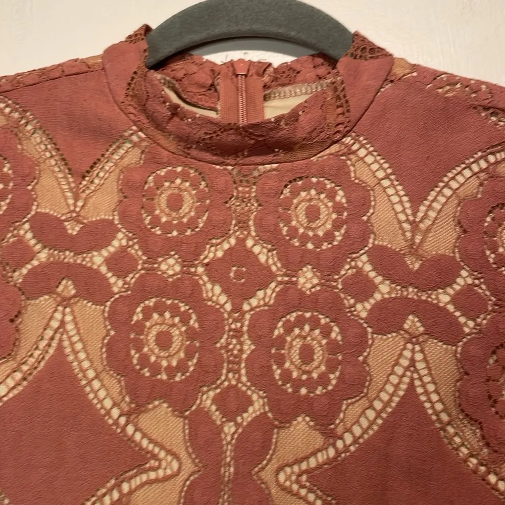 Altar’d State- NWT Allegra Rosewood Mock Neck Lace Dress Back Zipper- Size Small - Image 5