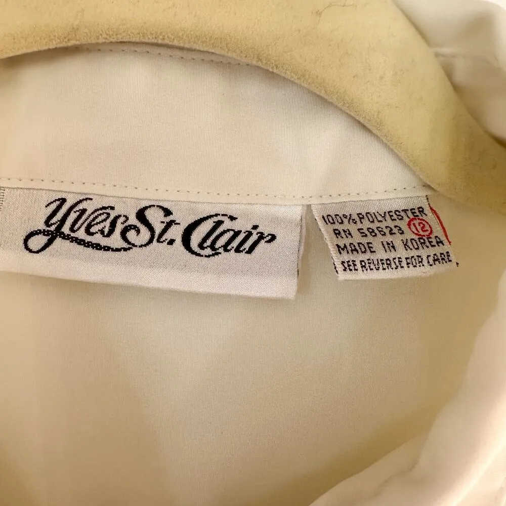 Yves St Clair Vintage Embroidered Button Down Top Regencycore Blouse White Size 12 - Image 4