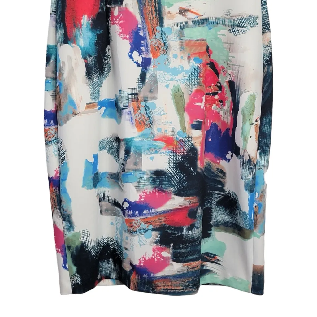 Joseph Ribkoff Paint Stroke Abstract Art Multicolor Sheath Pencil Dress Size 8 - Image 11