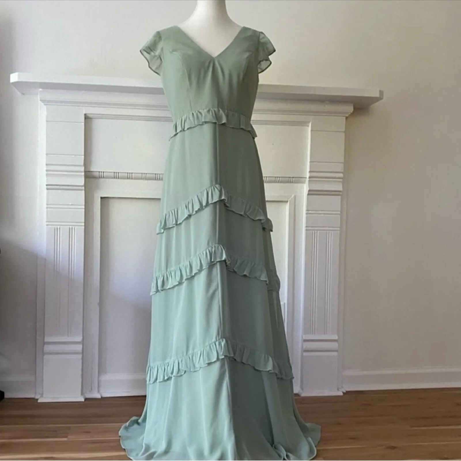 Revelry Formal Dress 8 Amelia Green Sage Bridesmaid Gown Prom Long Boho Fairy - Image 12