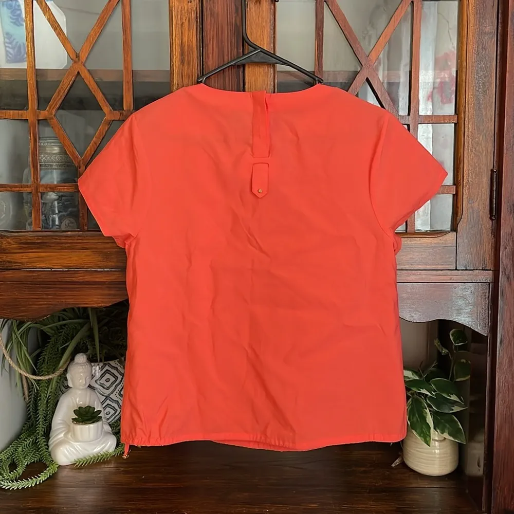 Cuyana Poplin Top‎ Coral Short Sleeve Crew Neck Blouse XS - Image 2