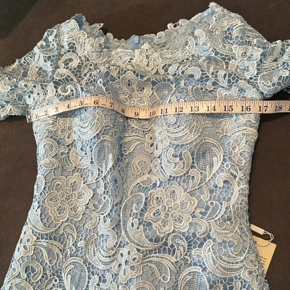 Women’s Blue Short Formal Party Dress Zip Up Back Half Sleeve Size 4 NWT - Image 10