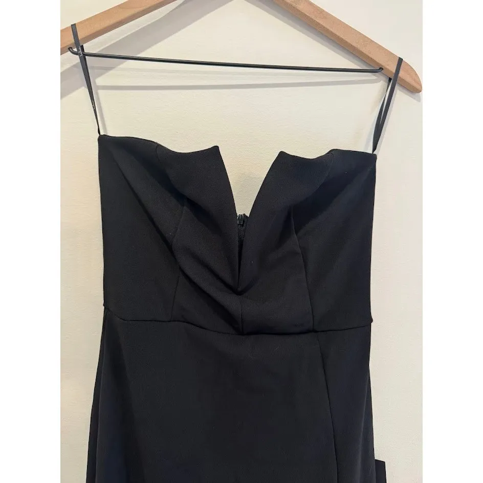 Lulus Black Strapless V Neck Slit Maxi Dress Formal Evening Occasion Size M - Image 3
