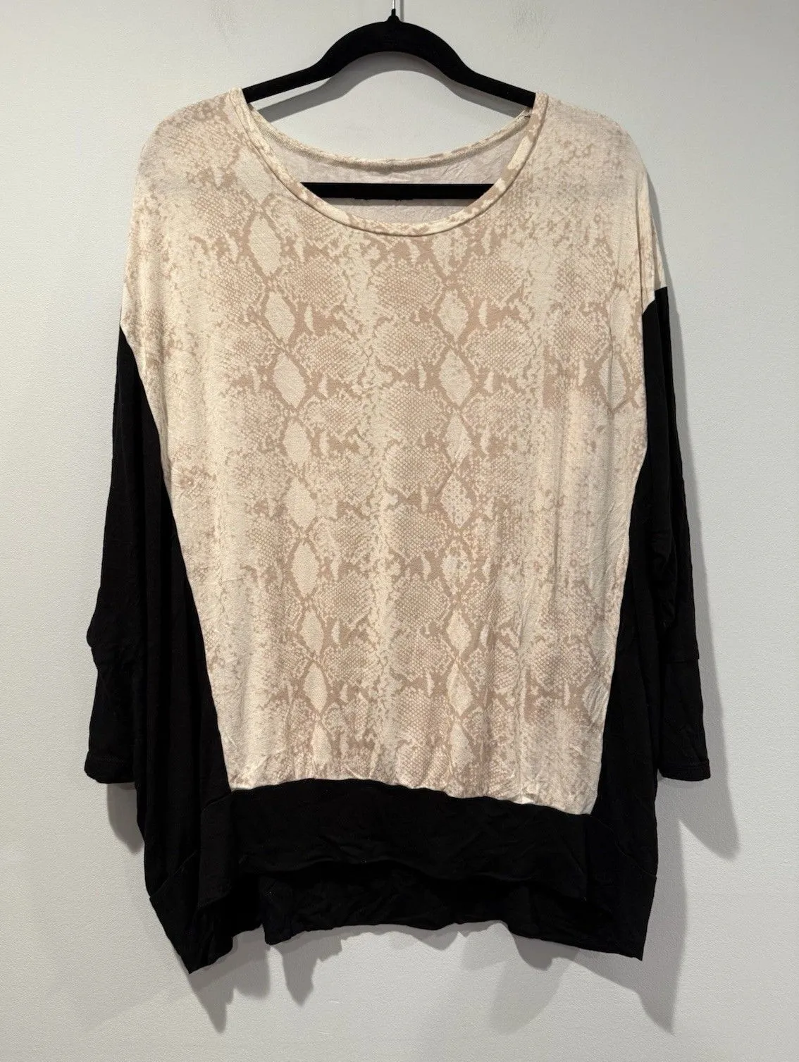 Michael Lauren Top Womens XS/S Oversized Slouchy Snakeskin Print Stretch Indie - Image 1