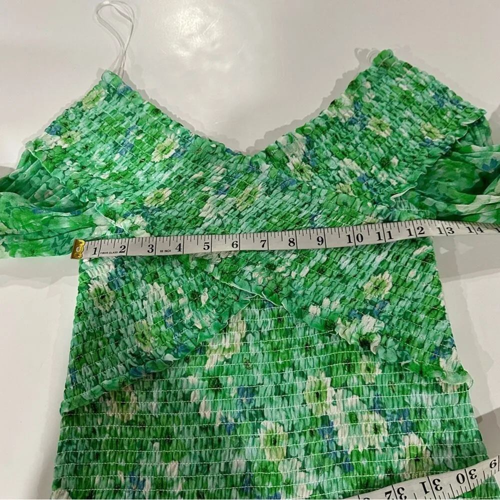 BB Dakota by Steve Madden Wrapped Up in You Green Floral Off Shoulder Top Size S - Image 8