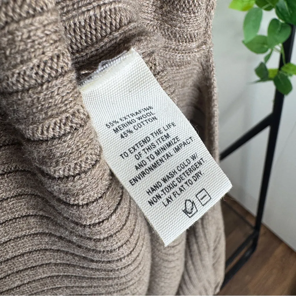 Alex Mill Loretta Merino Wool Blend Ribbed Tunic Longline Sweater size L Large Brown - Image 12