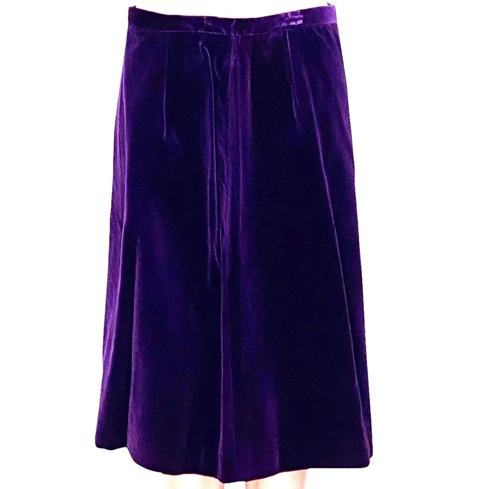 NWT ~ Vintage MAJESTIC Purple Velvet Midi Skirt ~ Women's Size 16 - Image 2