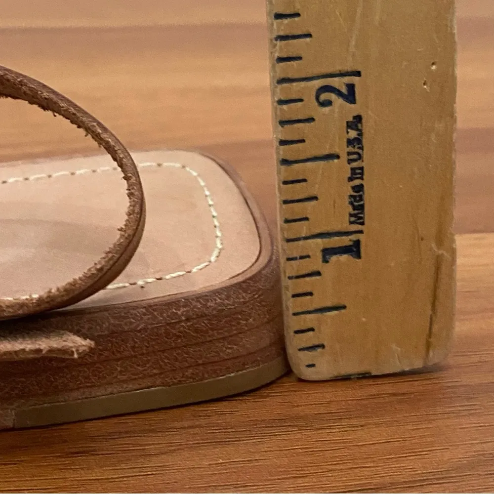 BANANA REPUBLIC Toe Ring Tan Brown Genuine Leather Ankle Strap Flat Sandals 9M - Image 9