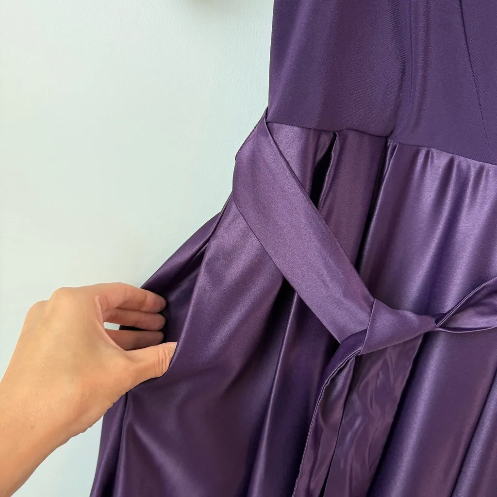 Alex Evenings satin Skirt Surplice Top‎ Gown Eggplant Purple 12 - Image 6