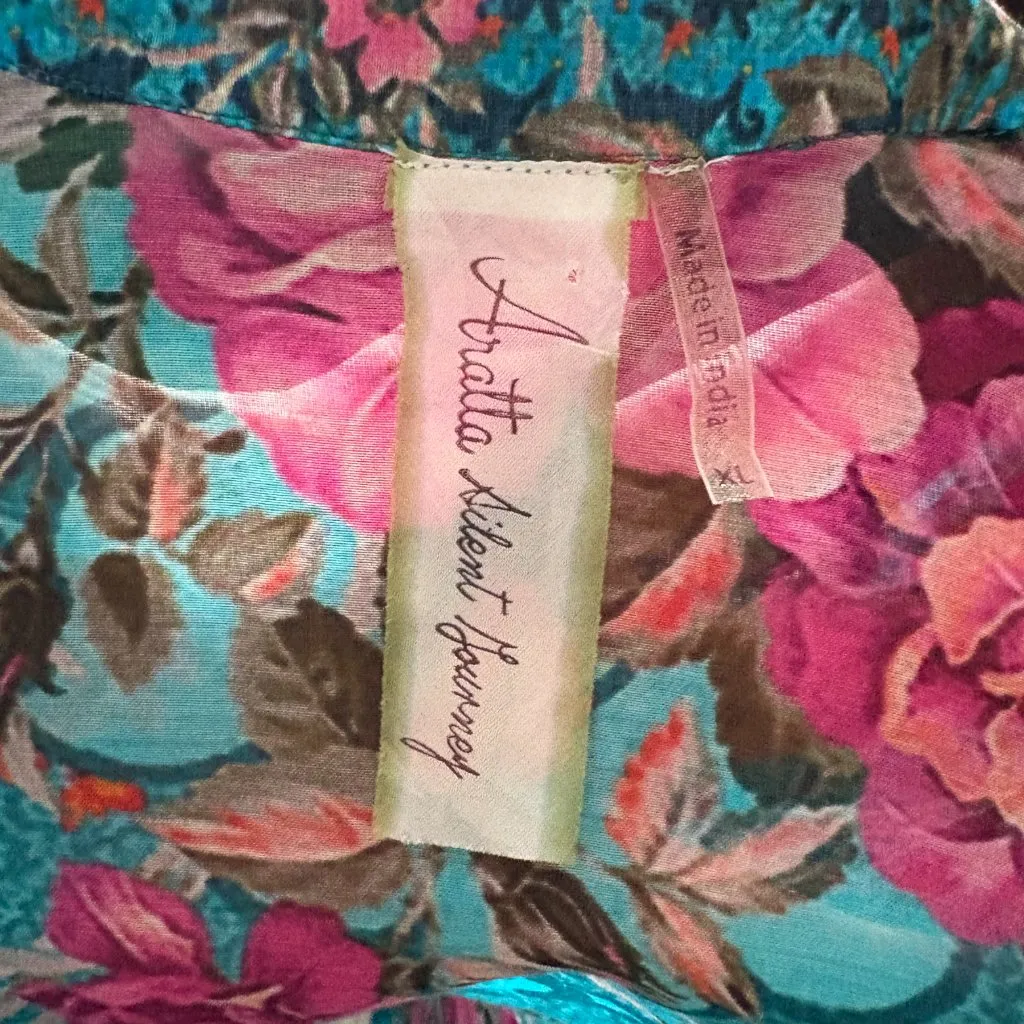 Aratta Silent Journey Floral Print Kimono Kaftan Womens Colorful One Size Blue Size undefined - Image 6