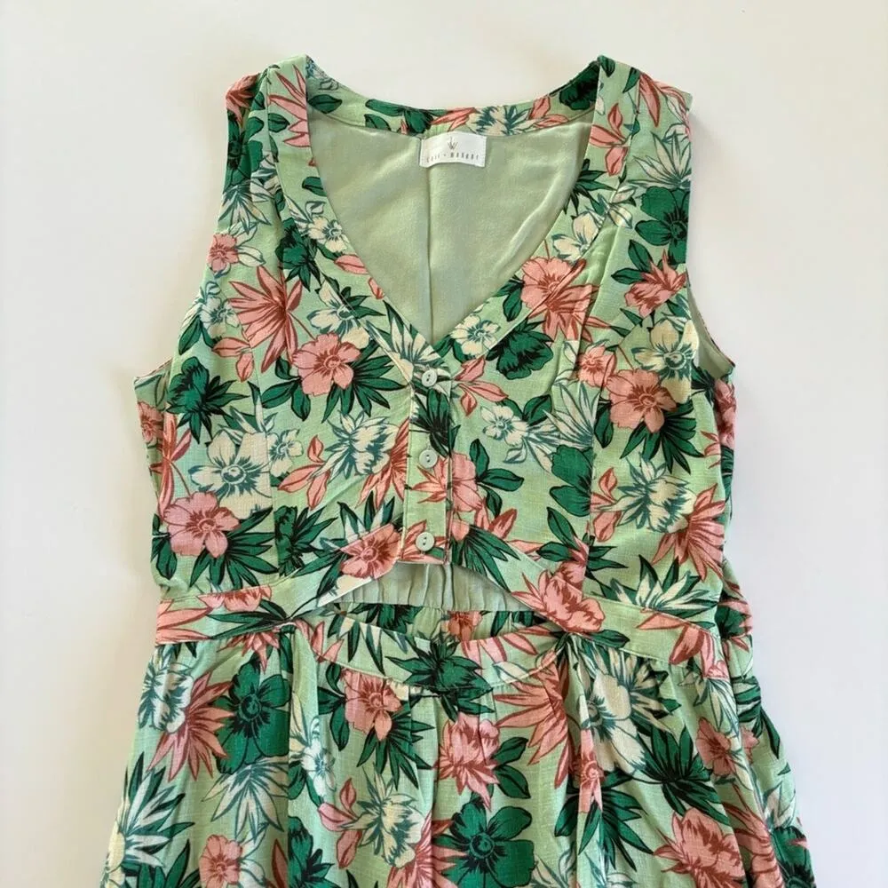 Lost + Wander Island Hopper Mint Floral Tropical Maxi Dress Size Medium - Image 3
