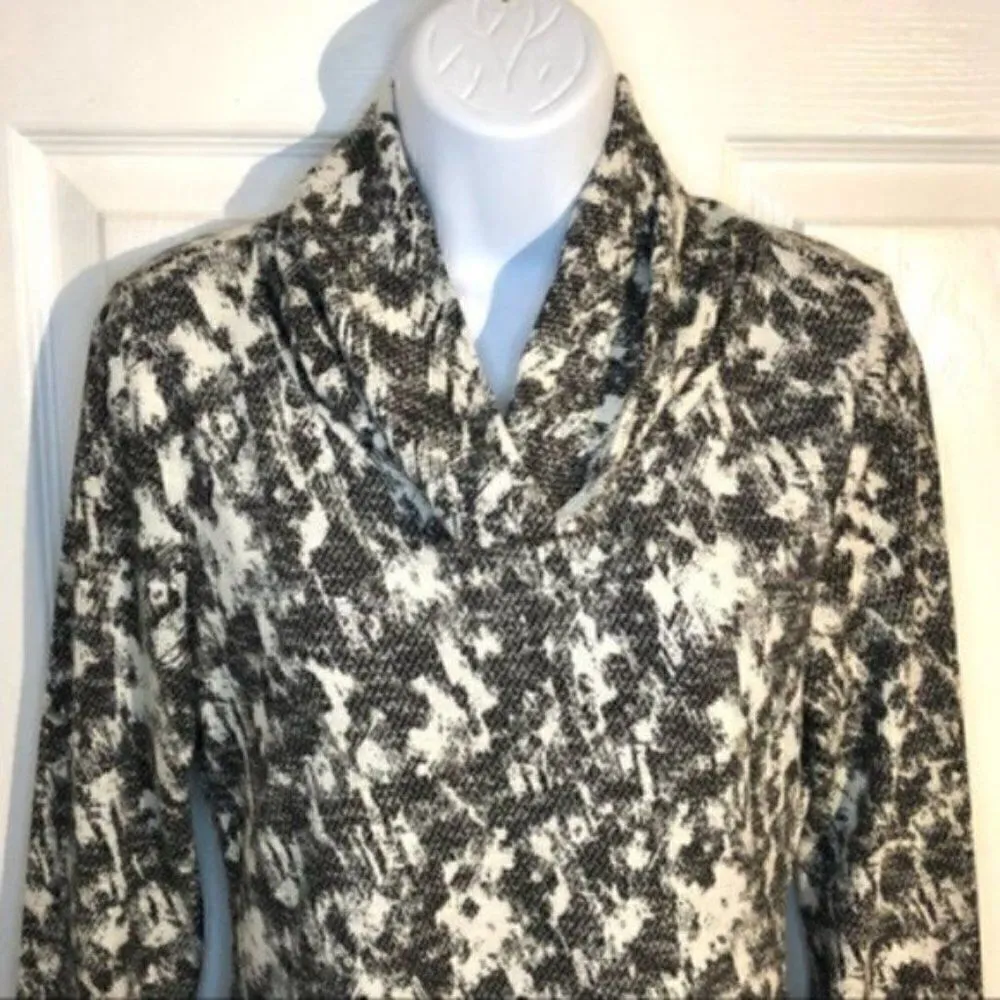 Sugar + Lips Abstract Print Cowl Neck Swing Mini Dress Cream Black Juniors L - Image 4