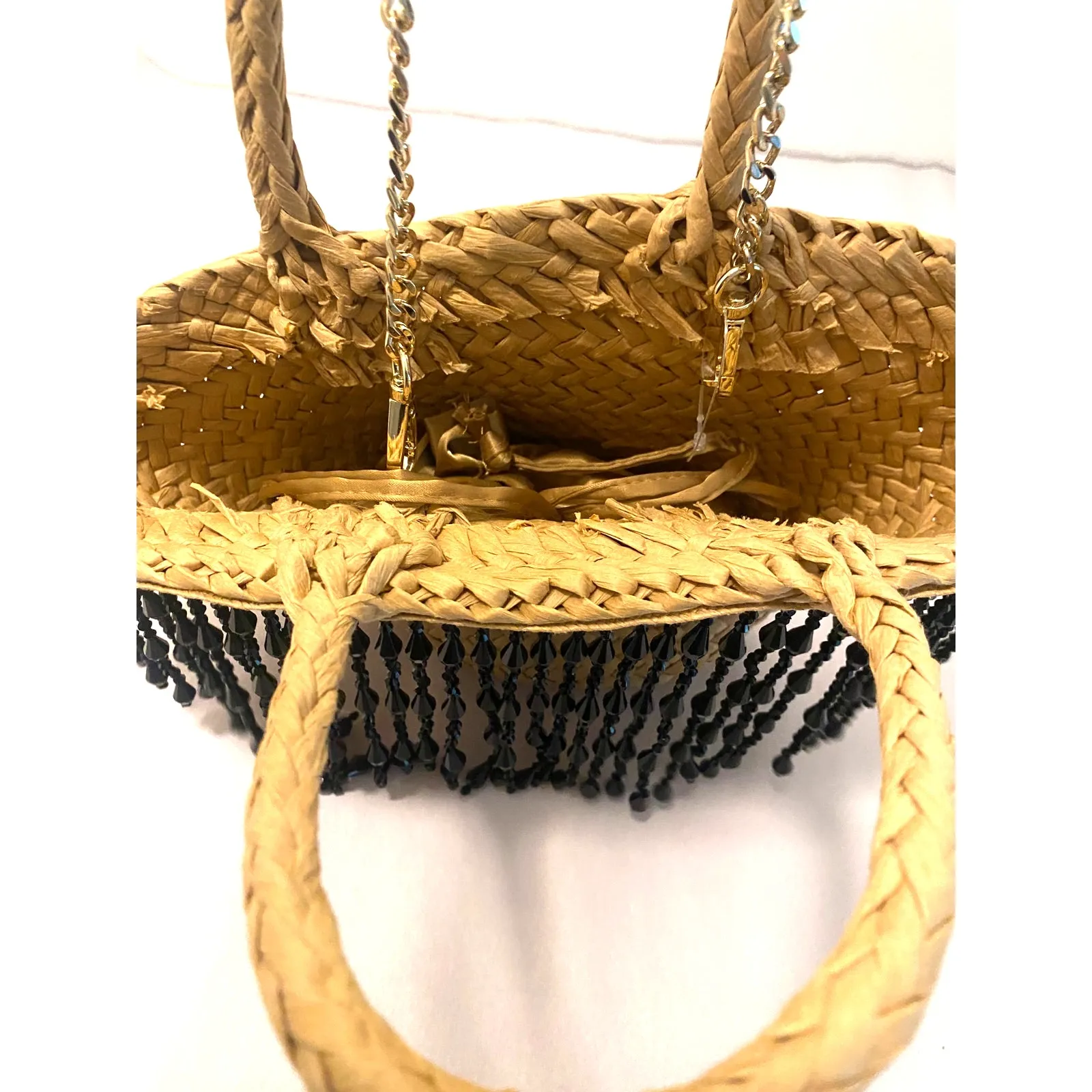NWOT Zara mini woven beaded fringe bag - Image 4