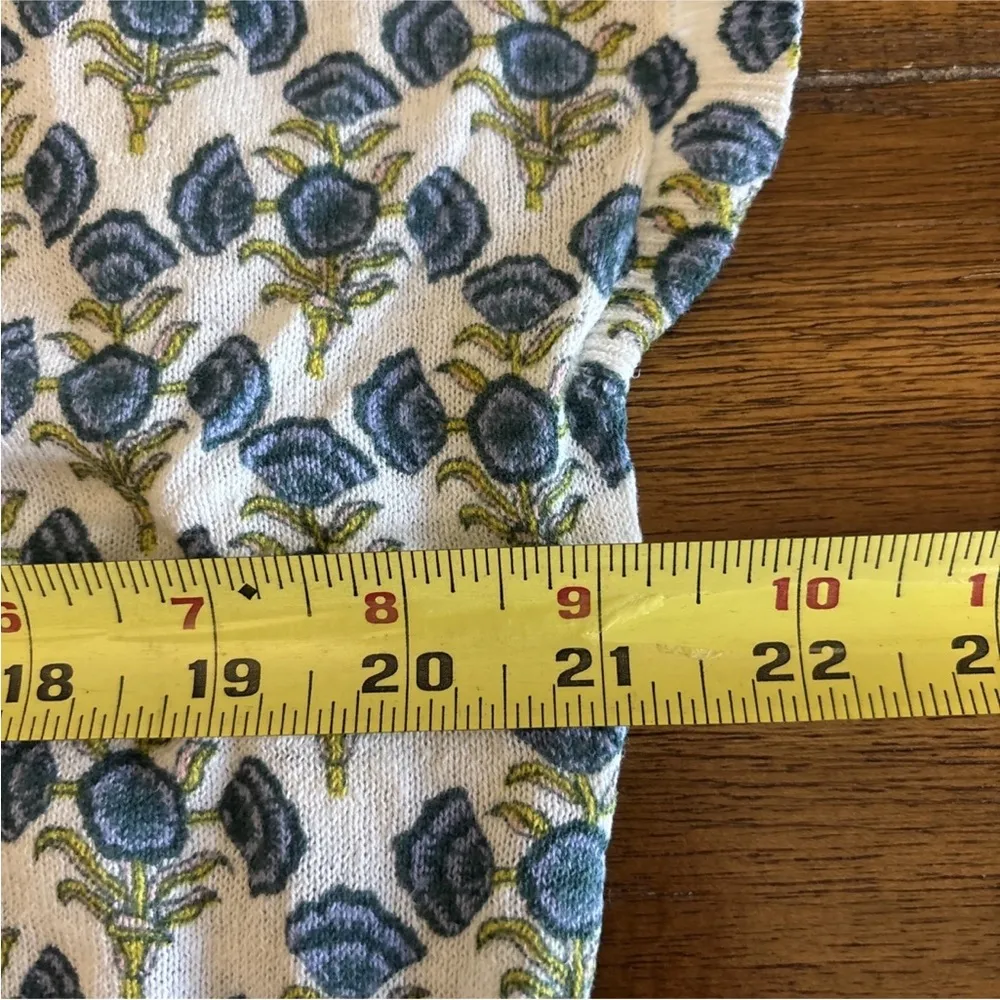 Boden Women Size 10 Blue Floral Printed Short Sleeve Sweater Preppy Boho - Image 6