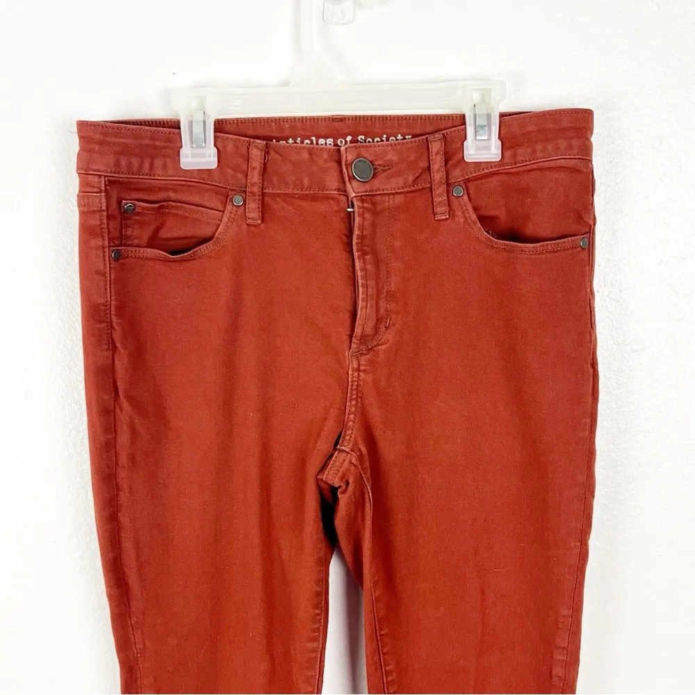 ARTICLES OF SOCIETY Sarah Burnt Orange Release Frayed Hem Skinny Jeans, Size 30 - Image 12