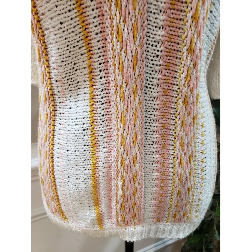 Versona Women's Multicolor Acrylic Round Neck Short Sleeve Casual Top Blouse L - Image 4