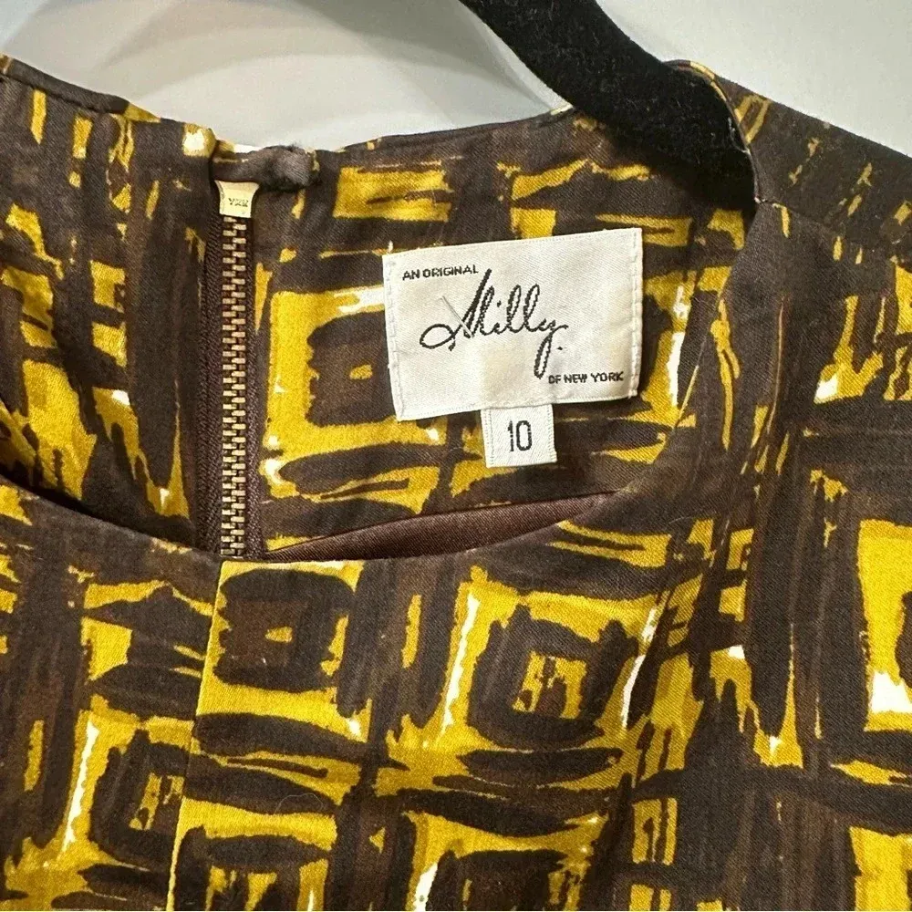 Milly Milly of New York Geometric Print Gold & Black Sheath Dress Size 10 Gold - Image 6