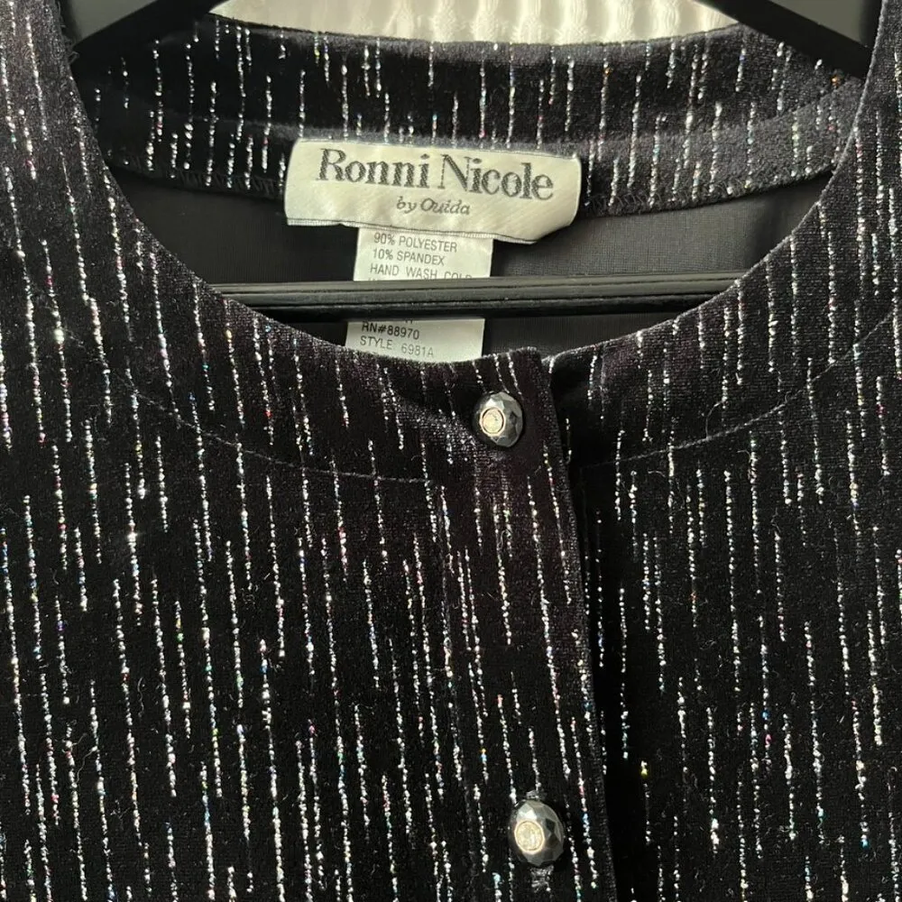 Ronni Nicole vintage black velvet sparkly cropped jacket - Image 2