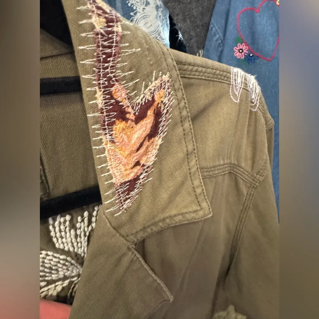 NWOT Free People Blooms And Palms Top - green combo - Small - embroidery* RARE * - Image 9