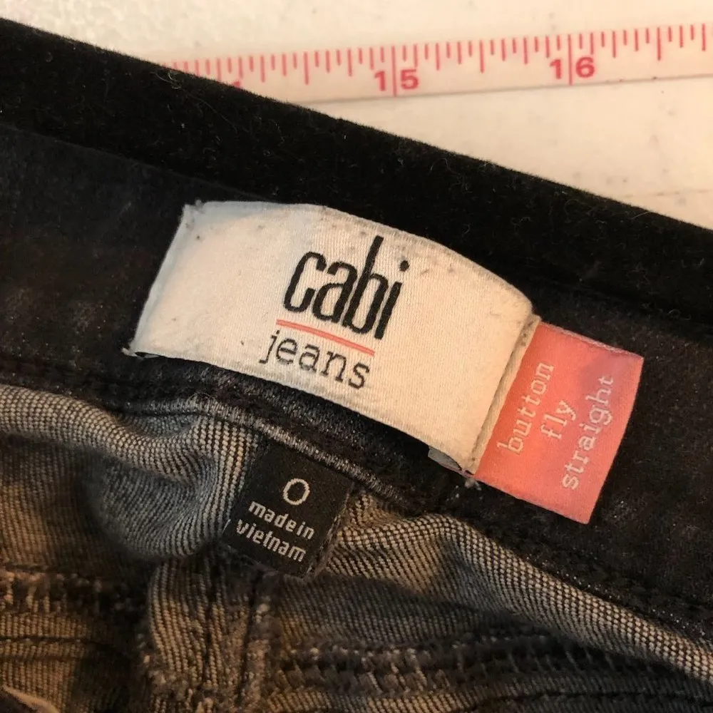 Cabi Women's Black Button Fly Straight Leg Mid-Rise Cotton Blend Denim Jeans 0 - Image 3