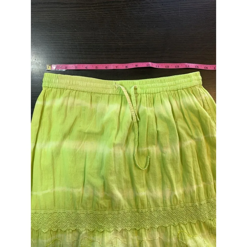 Boho Hippie Bohemian Maxi Long Skirt‎ OS Tiered Pull On Broomstick Embroidered Yellow Size undefined - Image 6