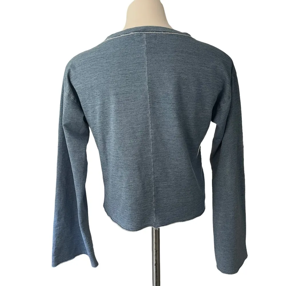 Cloth & Stone Blue Crop Tee Top with Bell Sleeves - Image 5
