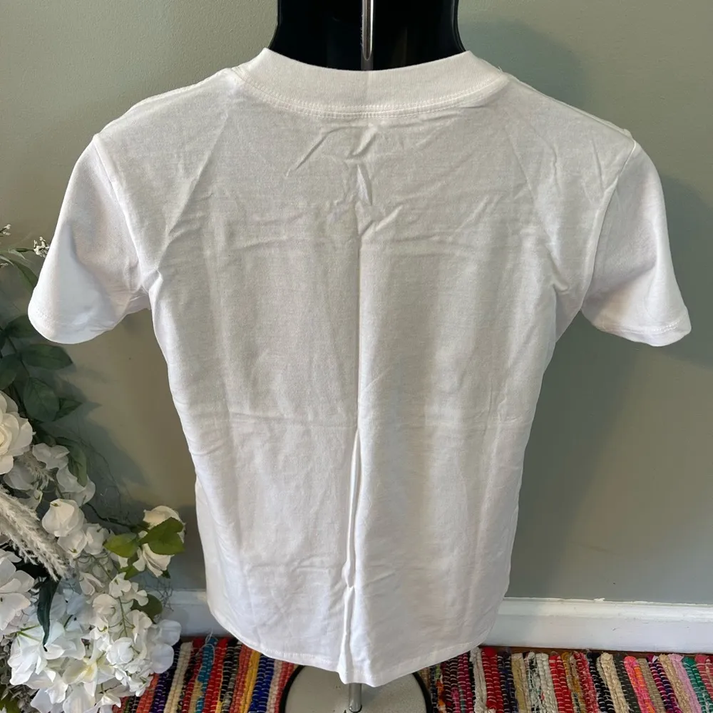 NEW Dancing Skeleton with Moon Flowers Tee Shirt White Small - Image 6