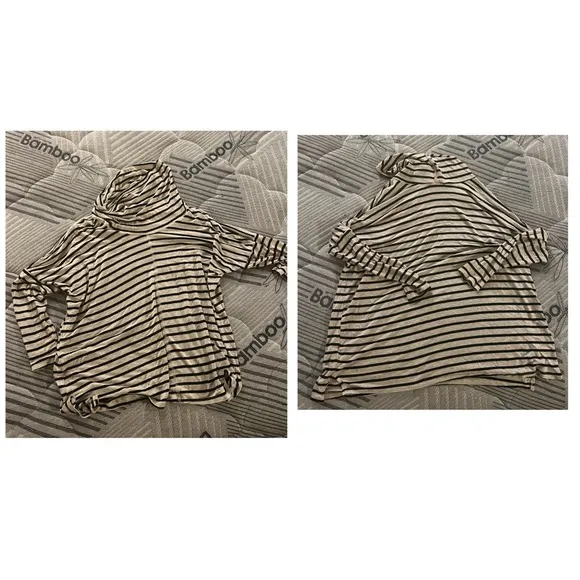 Cha Cha  vente large Creme stripe title neck blouse - Image 2