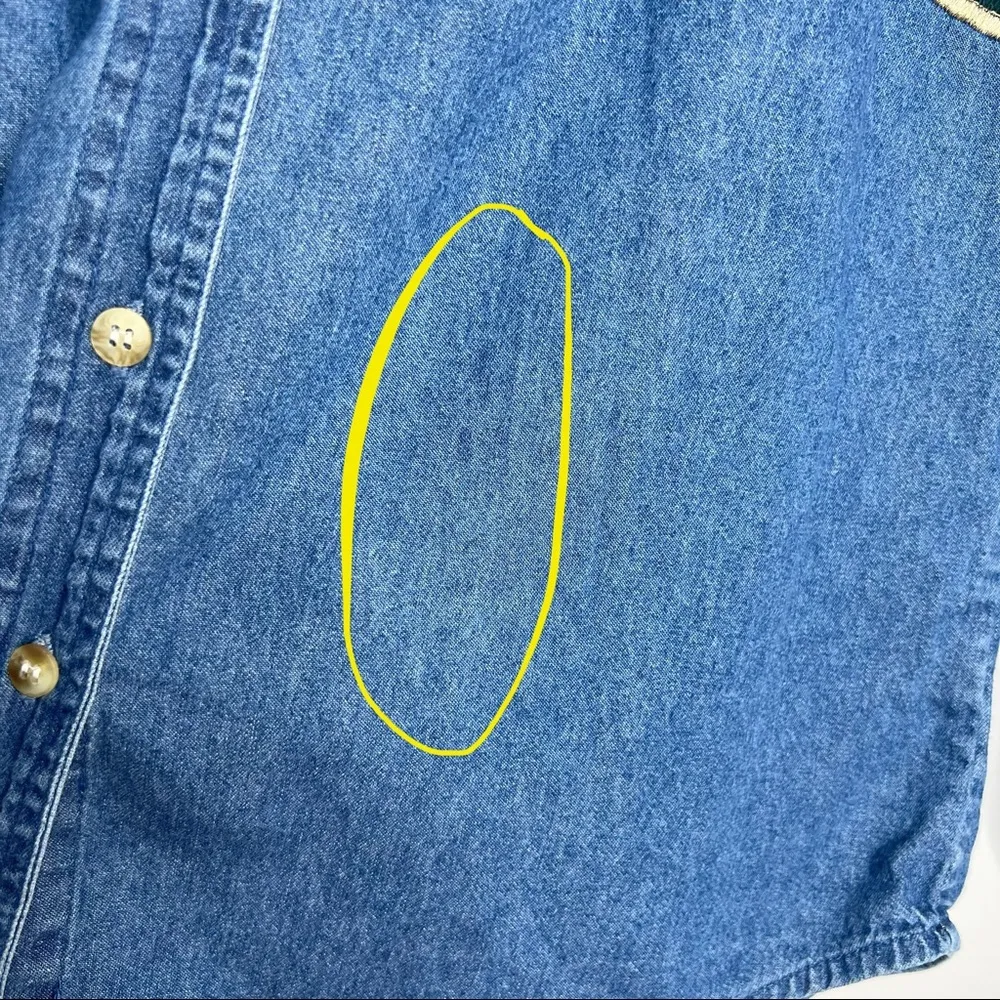 New Directions Denim Giraffe Safari Button Front Shirt Blue Size M - Image 2