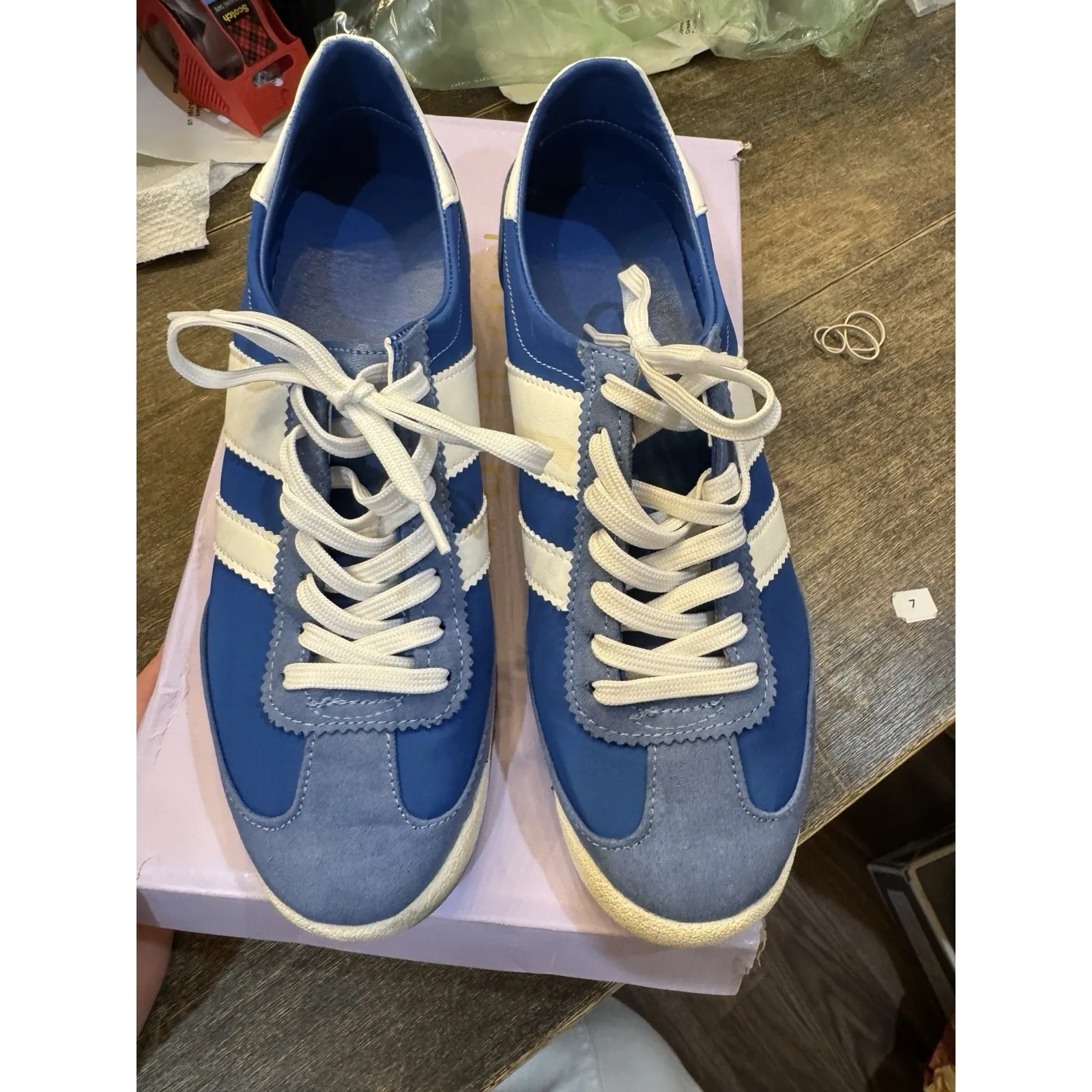 Madden Girl Women's Jumper Sneaker Blue White Tennis Shoe Size‎ 7 - Image 4