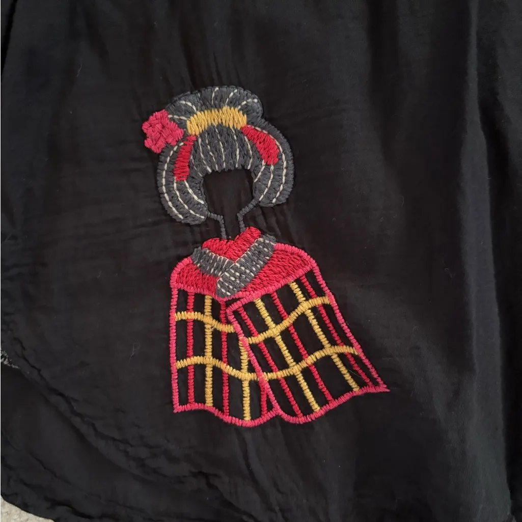 JOHNNY WAS BIYA MISHTI Folk Embroidered Black Tunic - Image 10