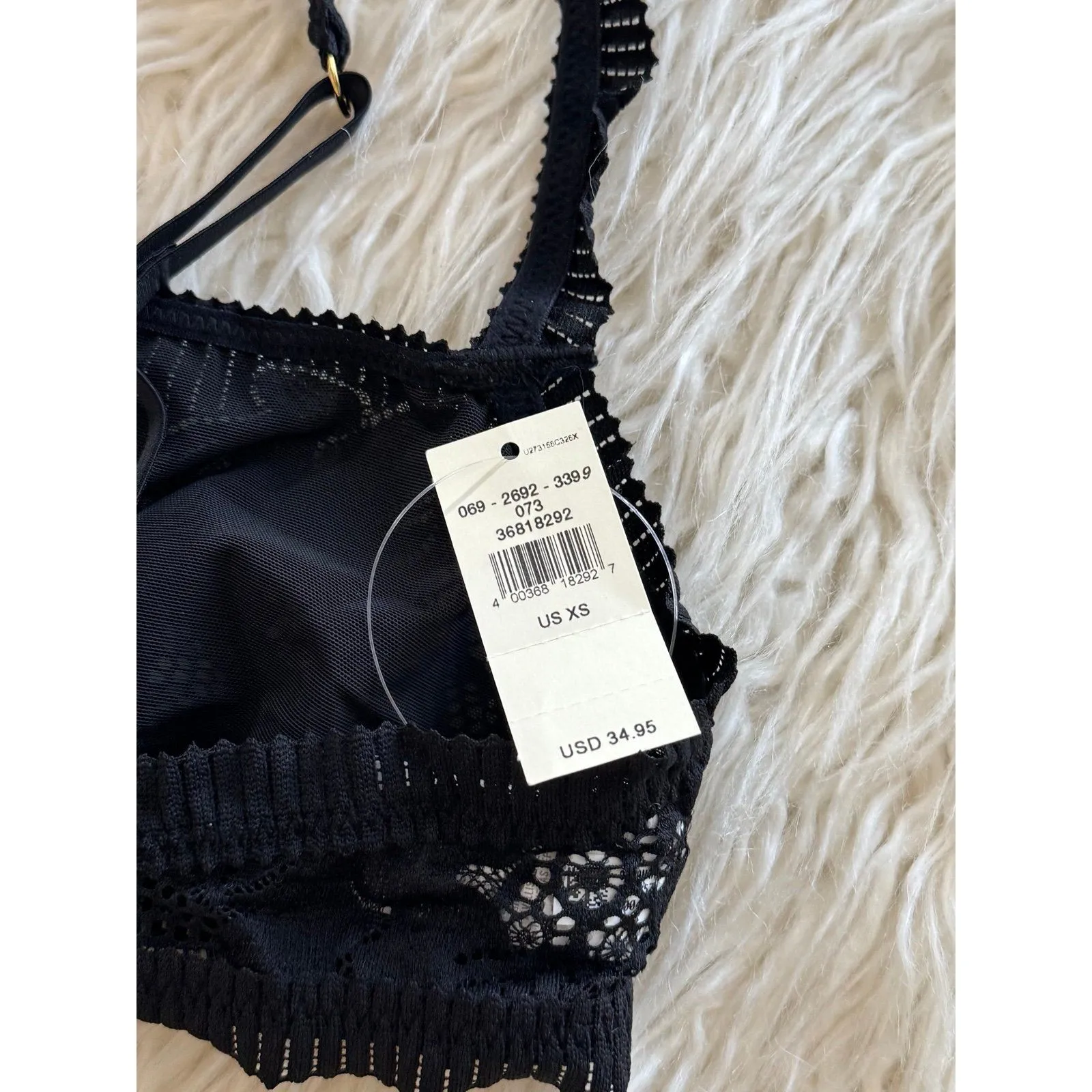 Aerie Coral Lace Bandeau Bralette Black Size XS - Image 6