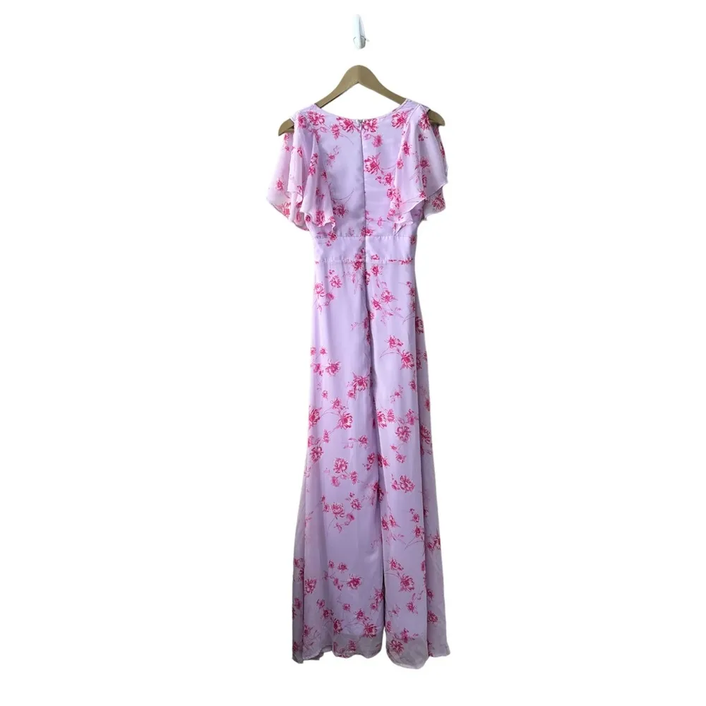 Lulu’s Dearly Loved Lavender Floral Print Flutter Sleeve Maxi Dress Pink Size XS - Image 9