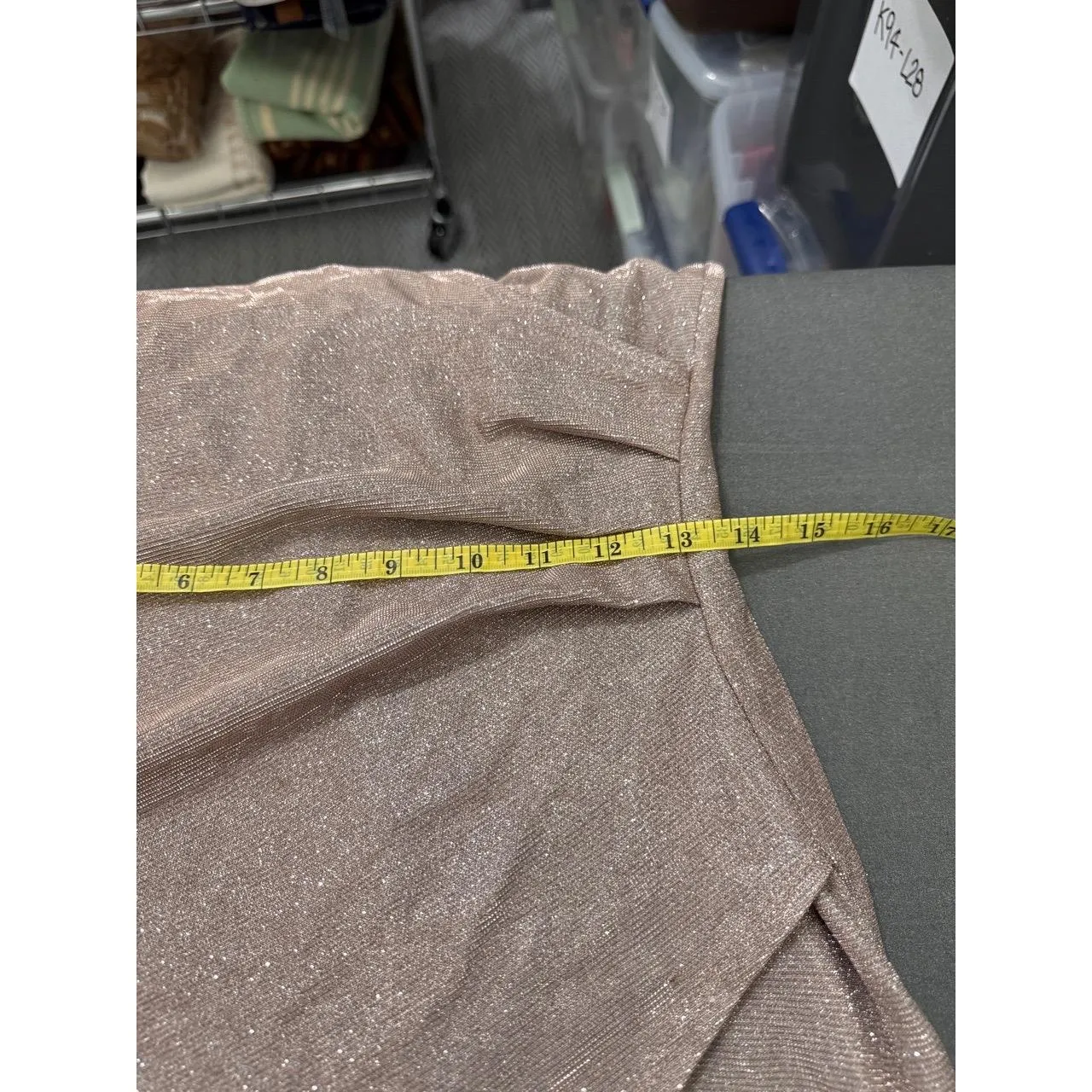 Windsor Metallic Champagne Cowl‎ Neck Drape Front Gown L - Image 8