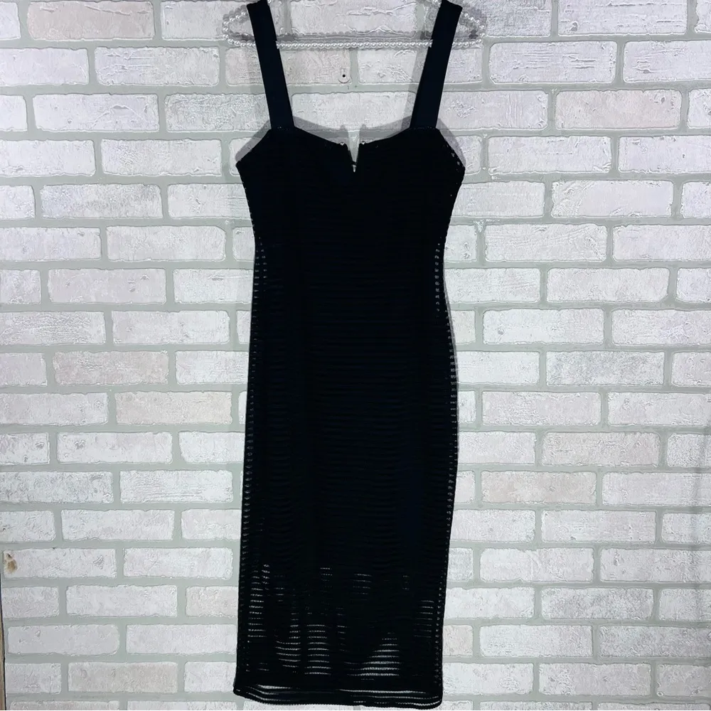 Good American Black Sheer Mesh Midi Dress Size 2 - Image 4