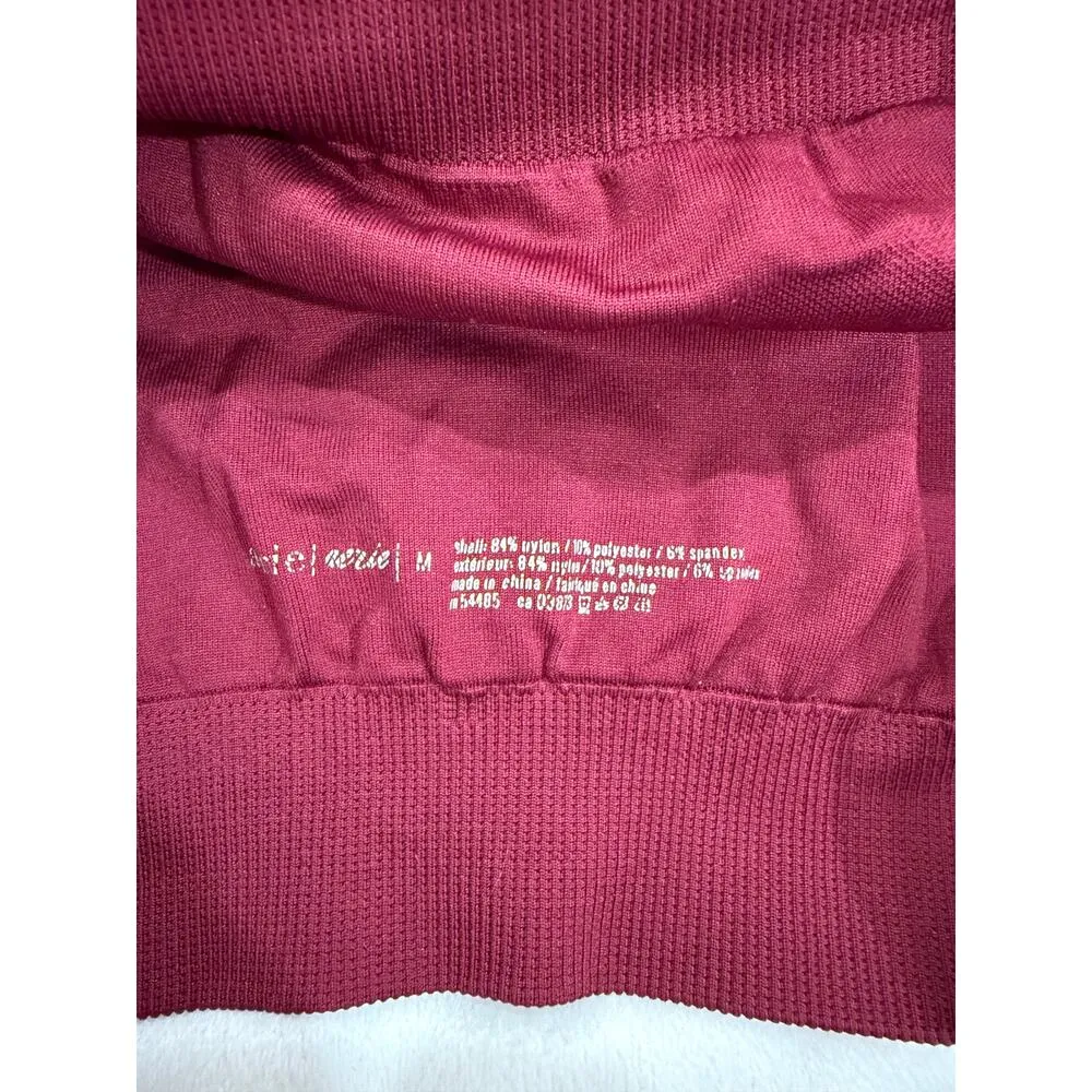 Aerie Ruched Front Racerback Sports Bra Striped Pink Women's Size Medium - Image 3