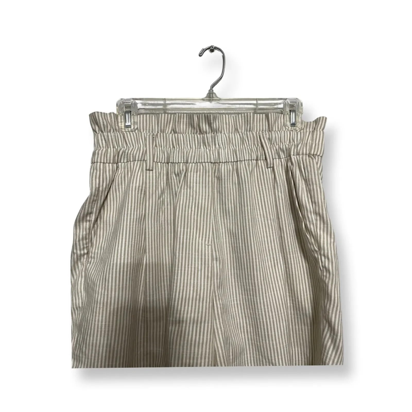 Vero Moda Culottes Shorts Paperbag Waist Pull On Modern Striped Beige/White W M - Image 3