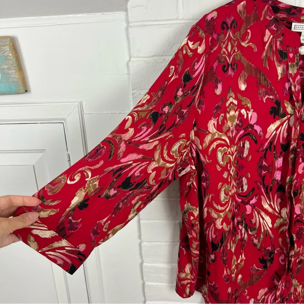 Dana Buchman Red Multi Patterned Colorful Blouse Top Sizd XL - Image 7