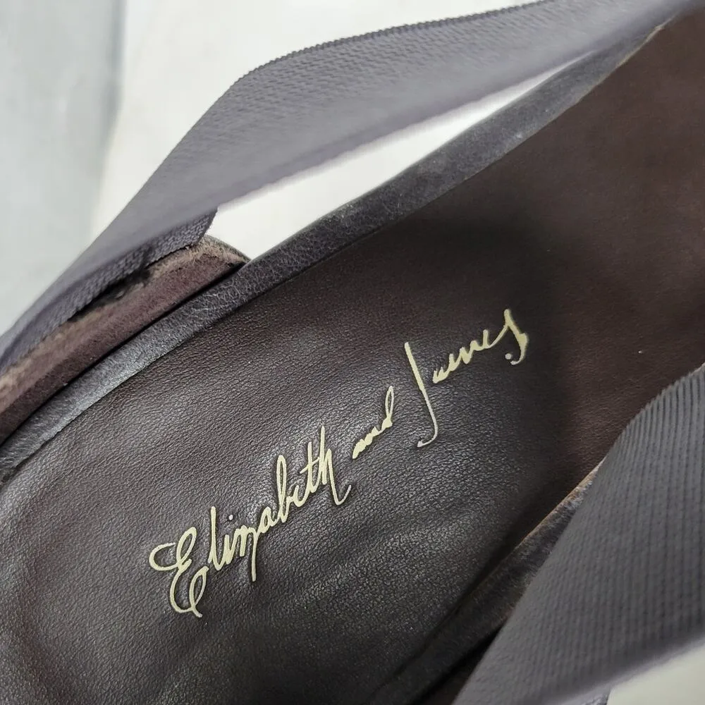 Elizabeth & James Stiletto Heels Womens 8 Gray Leather T-Strap Metal Spike Heel - Image 2