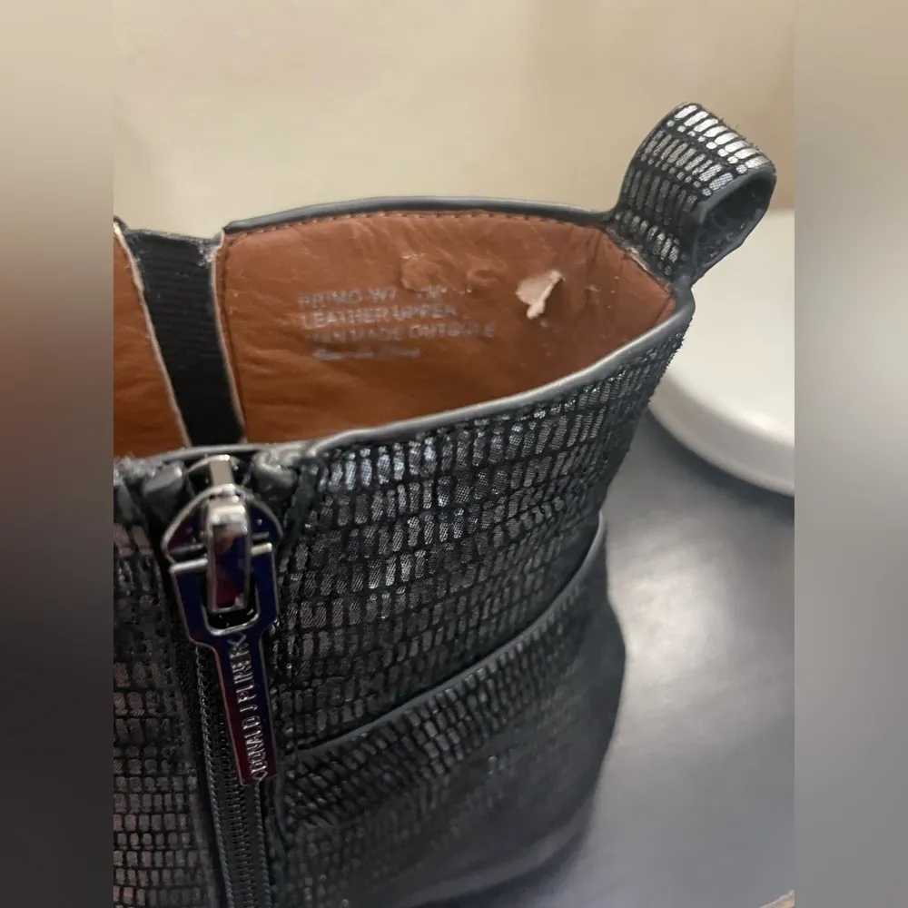 Donald Pliner  Metallic Lizard Print Leather Boot Size 7 Goth Unique Rock - Image 9