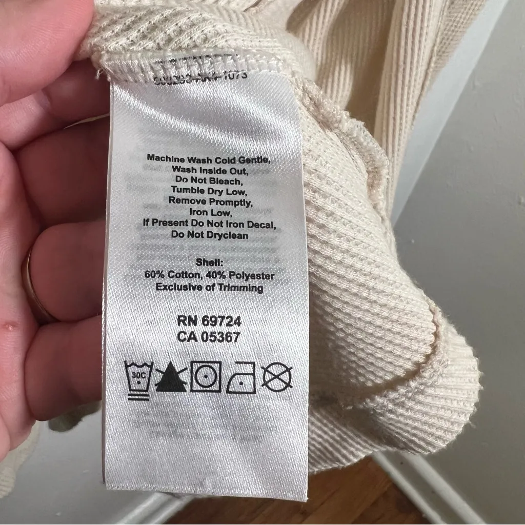 Columbia Waffle Knit Open Front Hooded Cardigan Cream Beige XS - Image 10