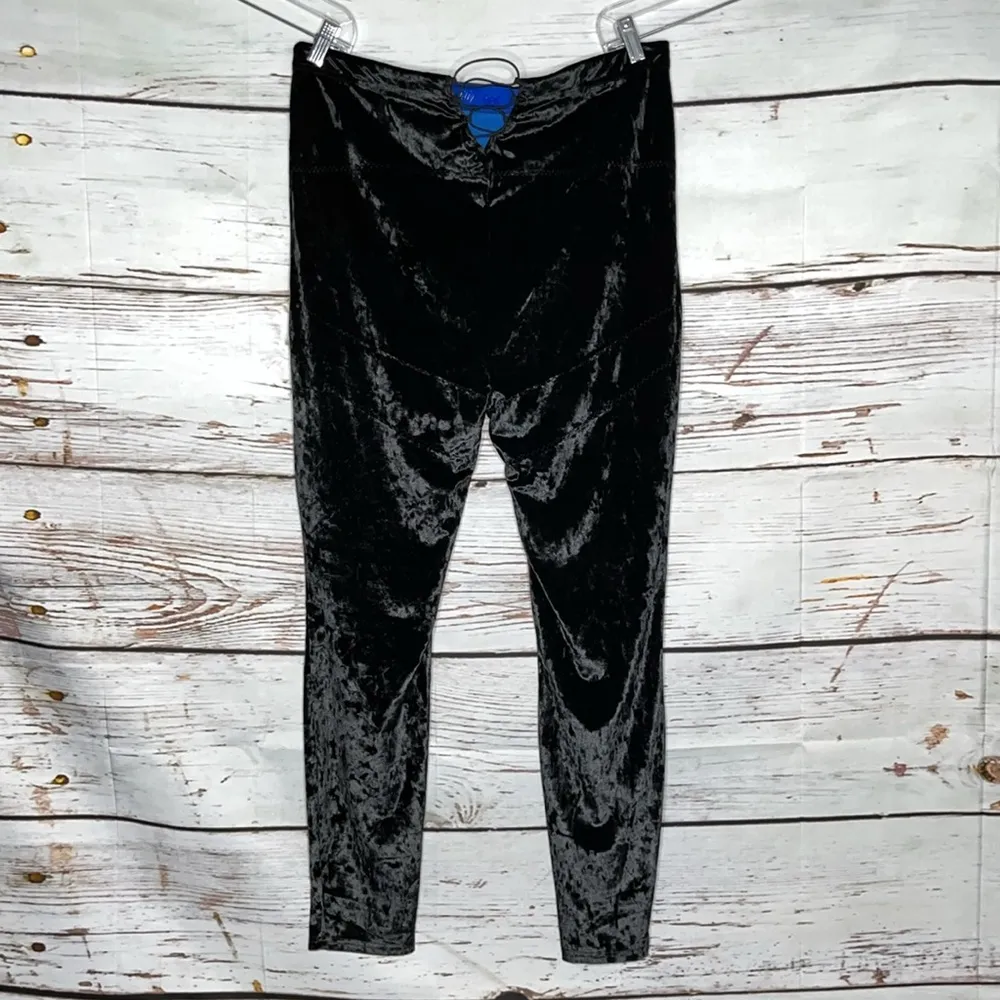 Yitty Sz 3X Iconic Black Crushed Velvet Plusshy Shaping High Waist 7/8 Leggings - Image 2