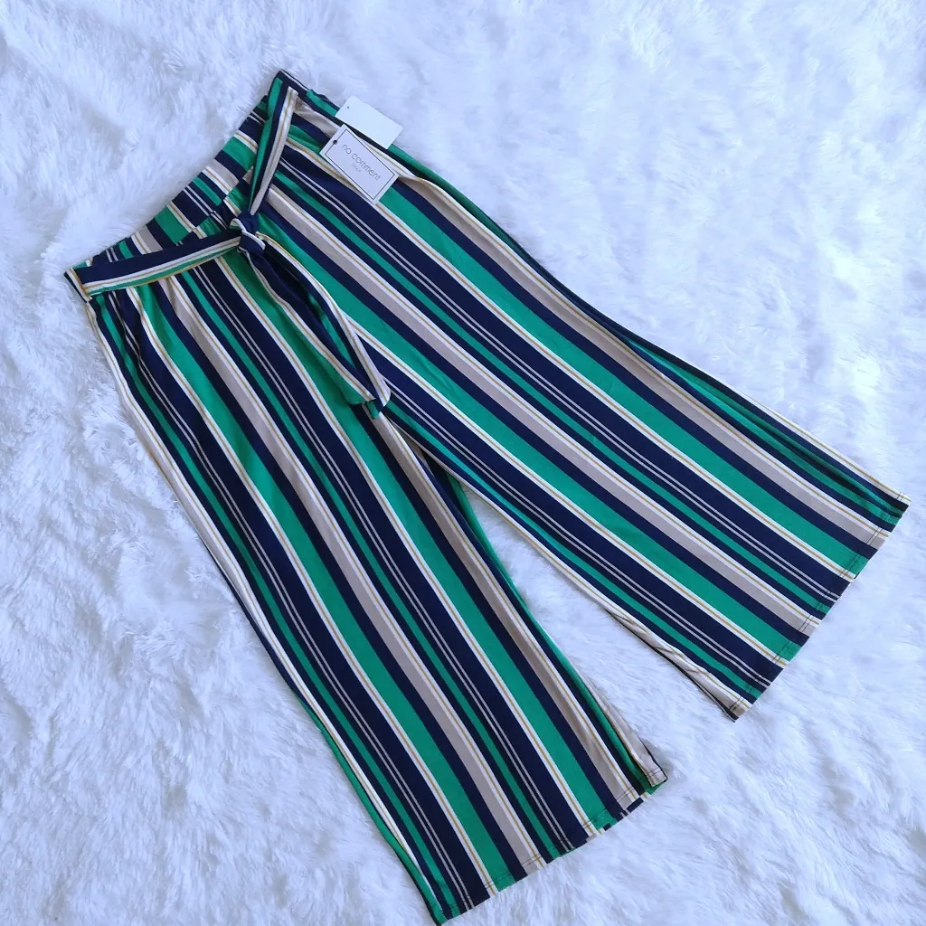 No Comment Juniors Striped Wide Leg Pants Size Large - Image 2