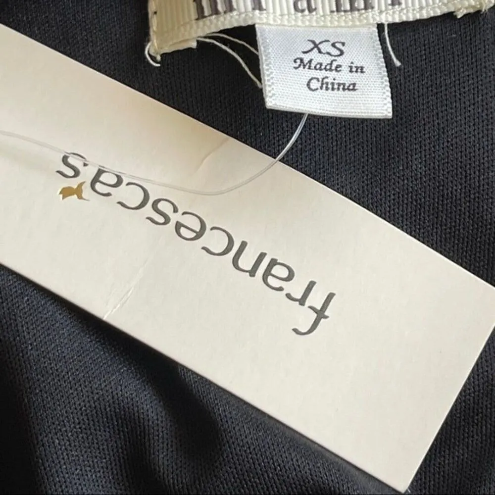 Francescas Miami Serena Shift Dress Womens Sz XS Floral‎ Choker Neck Bell Sleeve Black - Image 6