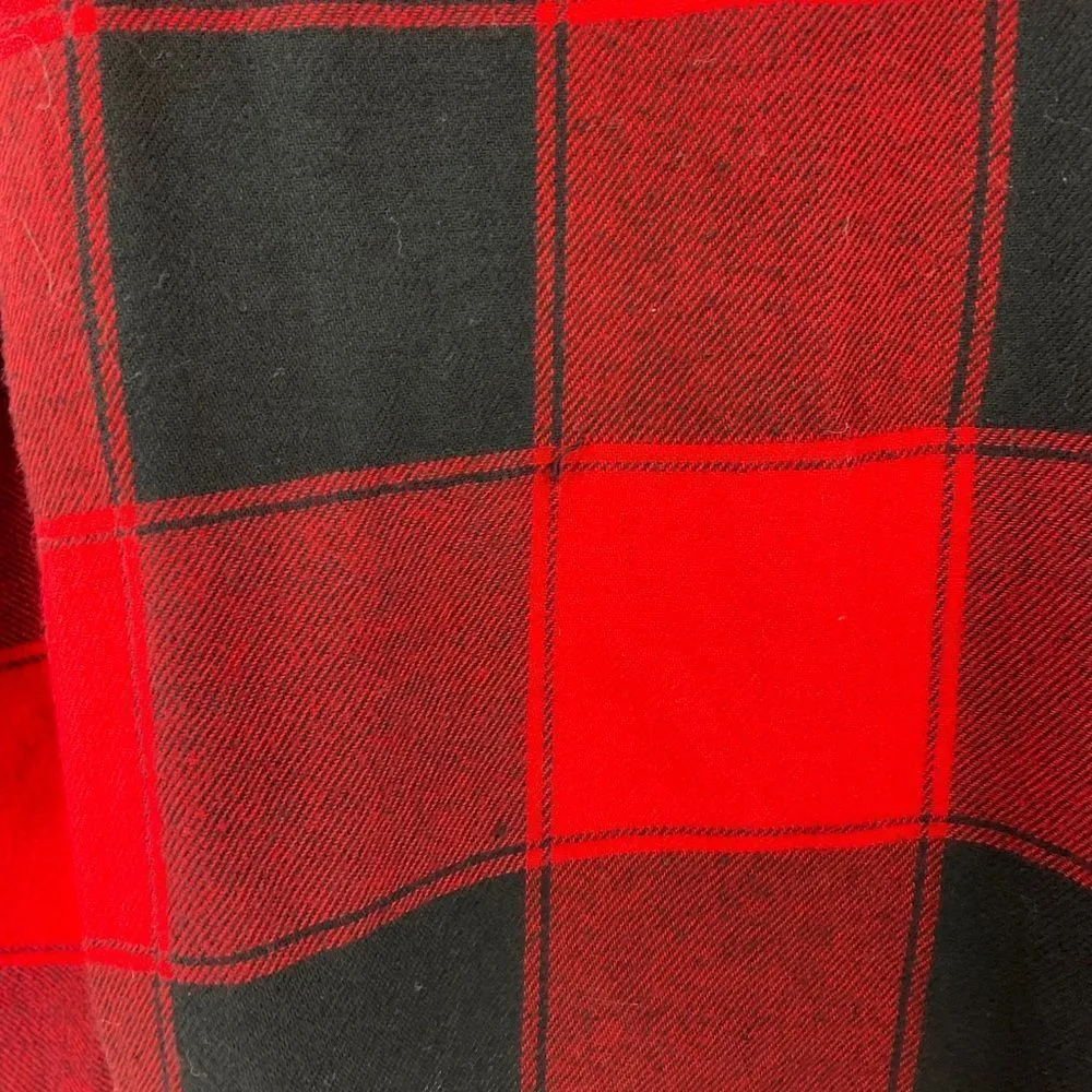 EXPRESS  Red Black Plaid Corset Front Button Up Tunic Shirt Small - Image 4