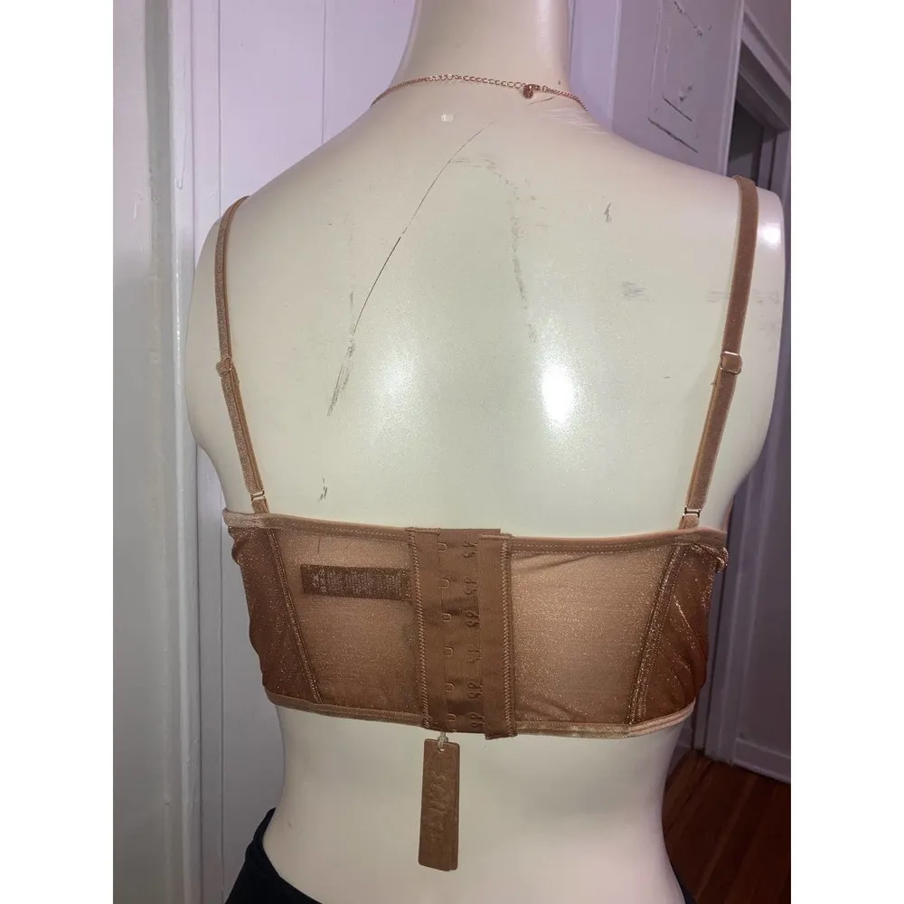 NWT Skims size large sheer chai golden balconette corset crop top bustier - Image 5