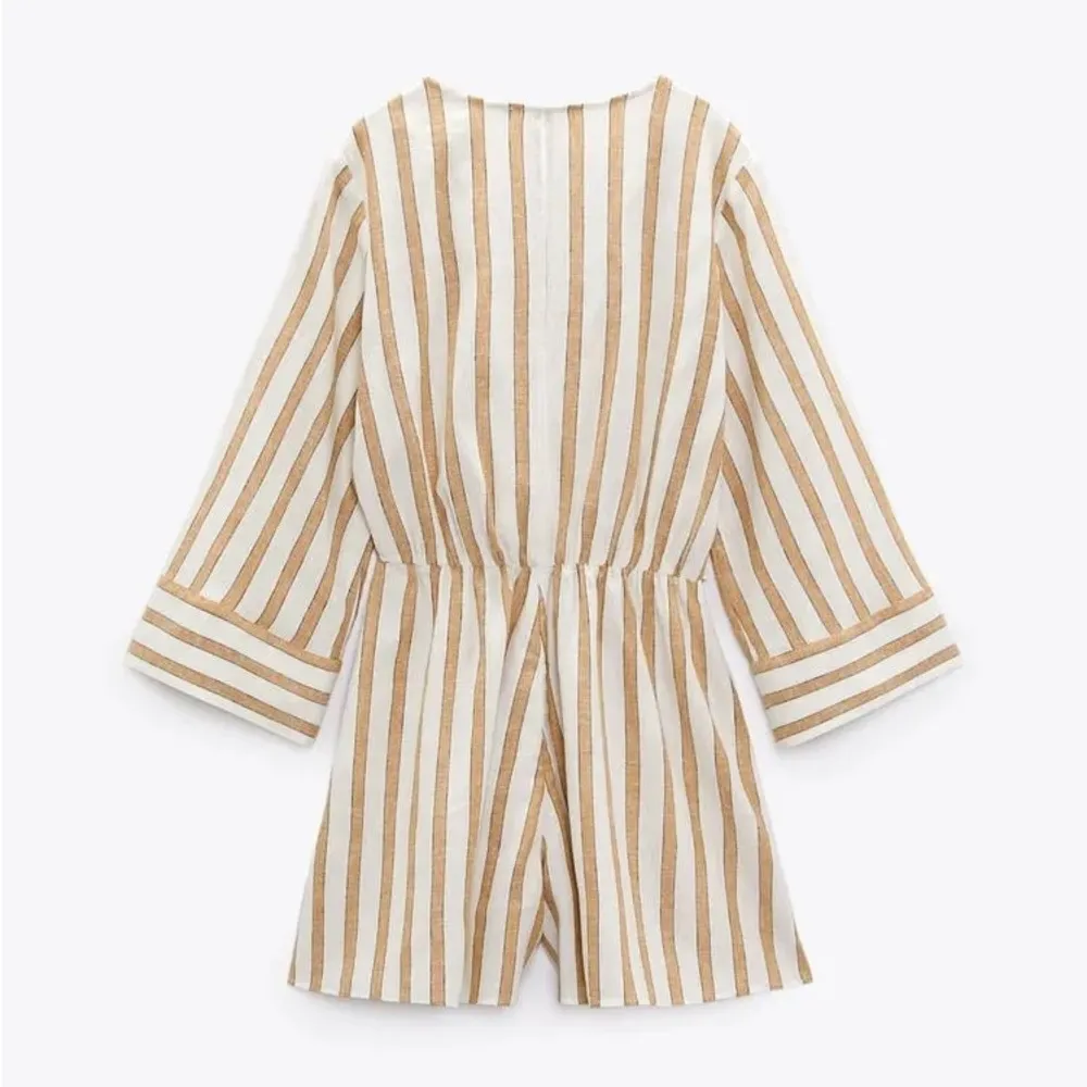 Striped Linen Blend Romper - Image 7