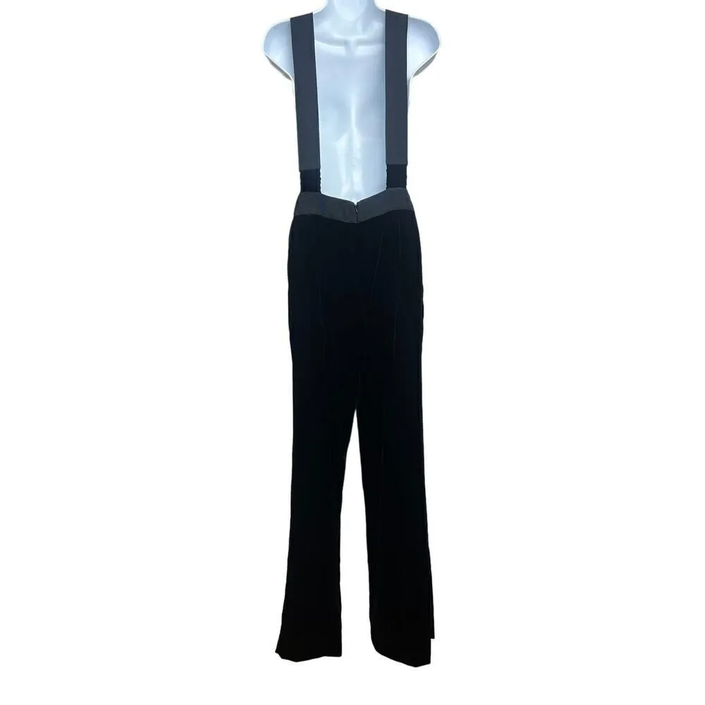 NWT STAUD Black Velvet Halter Jumpsuit Sz. 4 - Image 2