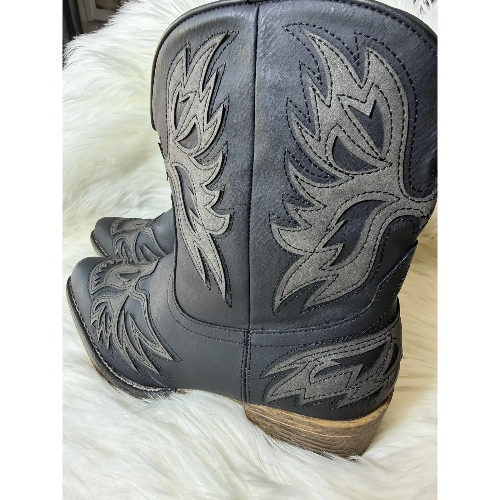 Roper Amelia Women Black Boots 9.5 Cowgirl Boho Western Country Chic Wildwest - Image 8